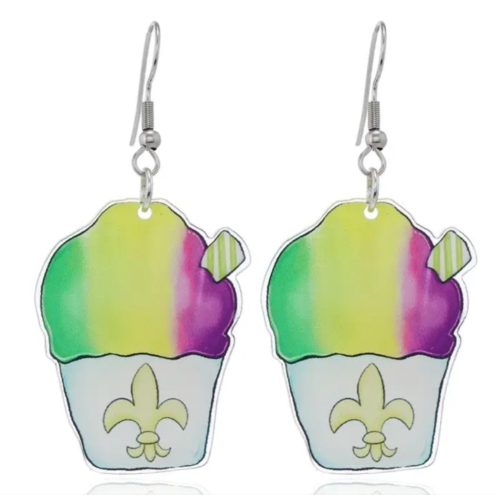 Mardi Gras fleur de lis snowball earrings | Mix And Match 3/$20